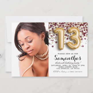 13. Geburtstag Confetti Gold Portrait Einladung