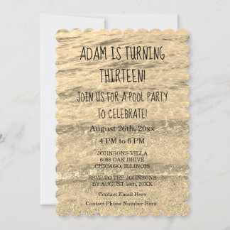 13. Geburtstag Custom Age Name Wasser Abstrakt Nie Einladung