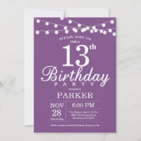 13. Geburtstag Einladung Lila Lavender Lilac