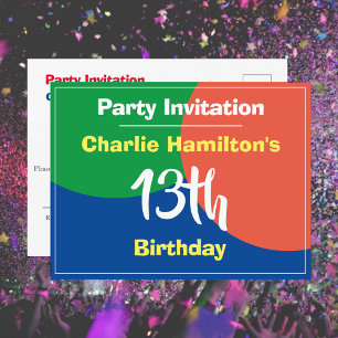 13. Geburtstag Einladung Postkarte