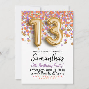 13. Geburtstag Gold Confetti Einladung