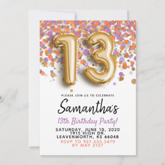 13. Geburtstag Gold Confetti Einladung
