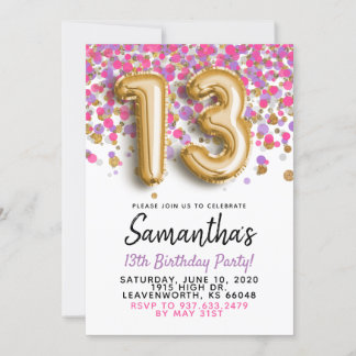 13. Geburtstag Gold Confetti Einladung