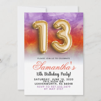 13. Geburtstag: Gradient Invitation Einladung