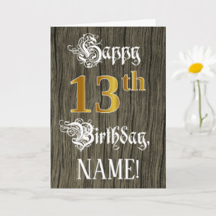 13. Geburtstag: Imitate Gold Look + Imitate Holzmu Karte