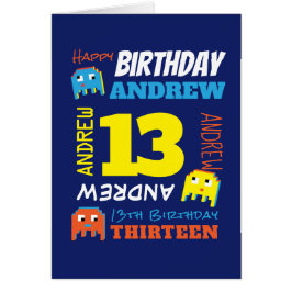 13. Geburtstag individuelle Name Gelb-Pixel-Gamer