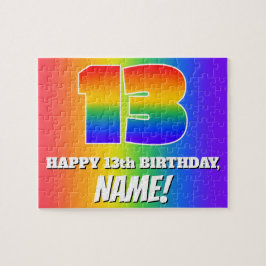 13. Geburtstag — mehrfarbiges Regenbogenmuster "13