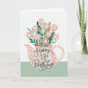 13. Geburtstag mit Polka Dot Teapot von Blume Karte