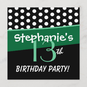 13. Geburtstag Niedlicher Polka Dots für Mädchen Einladung
