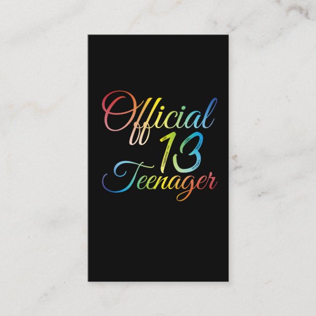 13. Geburtstag Offizieller Teenager 2008 Visitenkarte (Vorderseite)