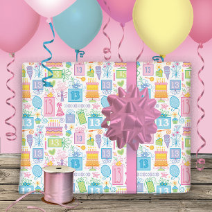 13. Geburtstag Pastel Pink Cake präsentiert Ballo Geschenkpapier Set