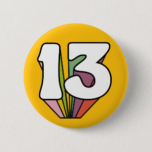 13. Geburtstag Retro Groovy Teenager Teenager Butt Button