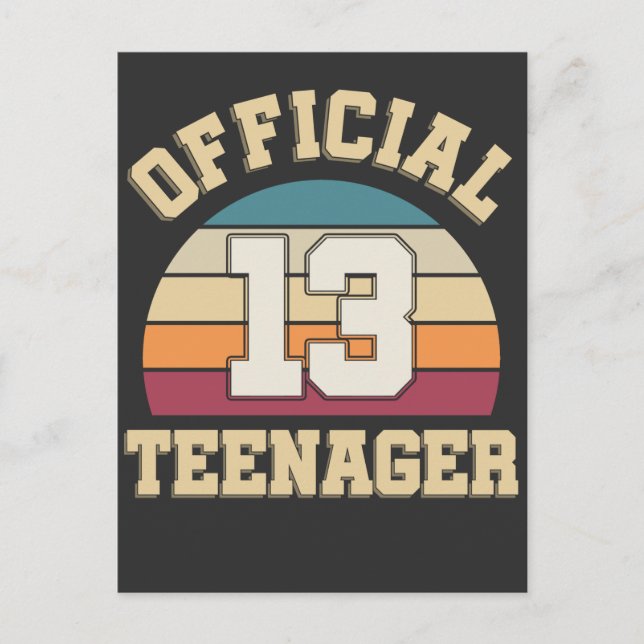 13. Geburtstag Retro Offizieller Teenager Postkarte (Vorderseite)