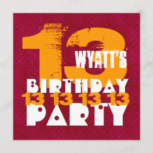 13. Geburtstags-Party13 jähriger Grunge Z13A Einladung