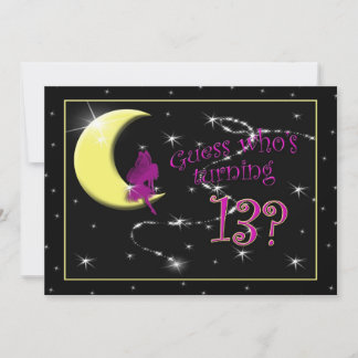 13. Geburtstagsfeier Einladung, Fairy on Moon Einladung