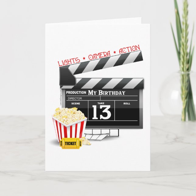 13. Geburtstagsfilm-Party Karte (Vorderseite)