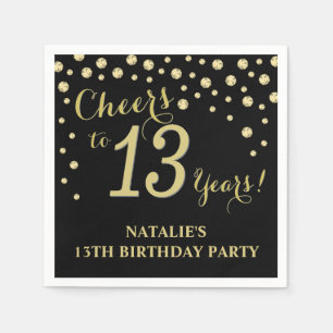 13. Geburtstagsparty Black and Gold Diamond Napkin Serviette