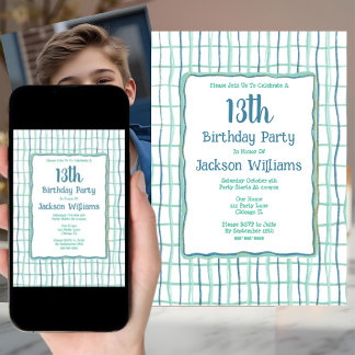 13. Geburtstagsparty Hand gezeichnet einzigartig b Einladung