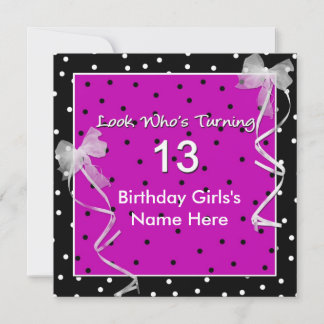 13. Geburtstagsparty, Name einfügen, Polka Punkte Einladung