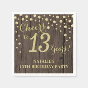 13. Geburtstagsparty Rustikales Holz und Gold Diam Serviette