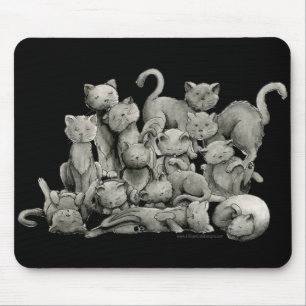 13 glückliche schwarze Katzen Mousepad
