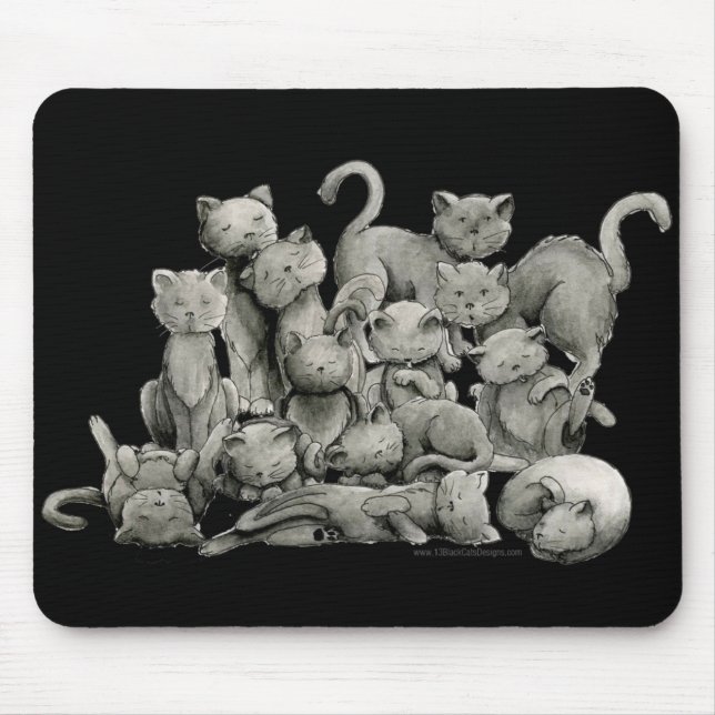 13 glückliche schwarze Katzen Mousepad (Vorne)
