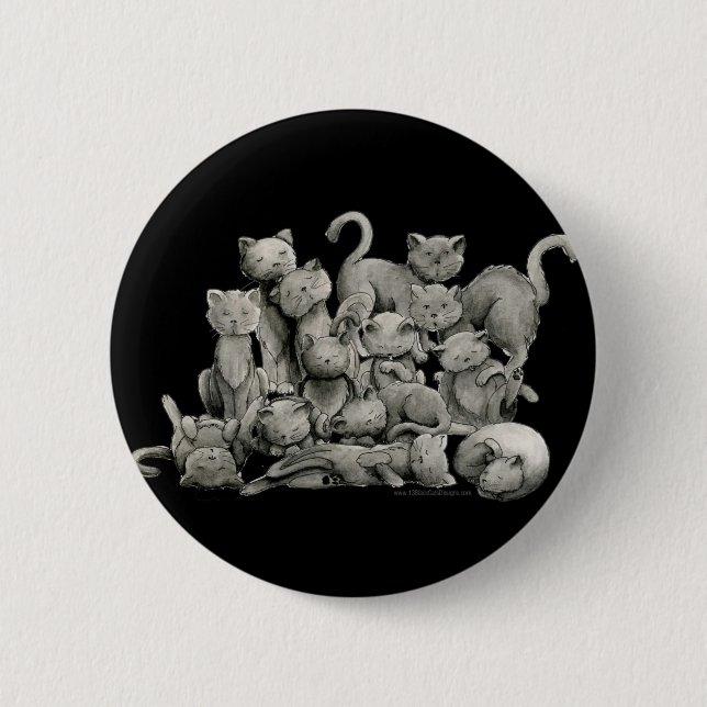 13 glücklicher schwarze Katzen-Knopf Button (Vorderseite)