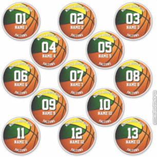 13 grüne goldene Sportmannschaften färben Basketba Aufkleber