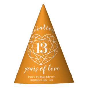 13. Hochzeitsjubiläum Citrin orange Juwel Partyhütchen