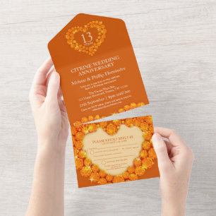13. Hochzeitstag Citrin Orange All In One Einladung