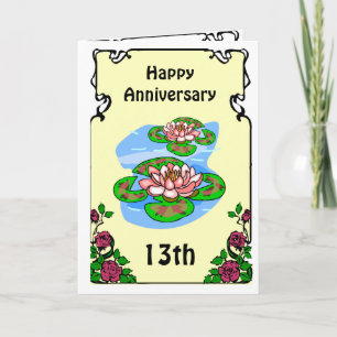 13. Hochzeitstag Karte - Seerosen