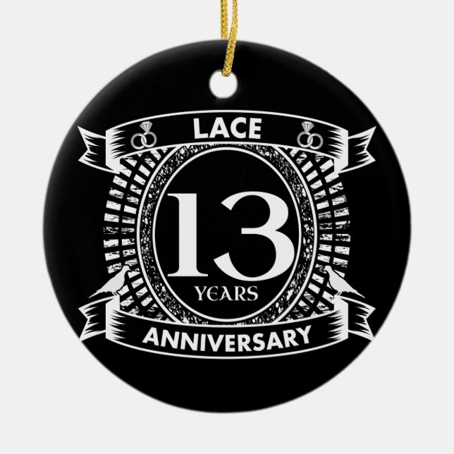 13. Hochzeitstag Keramik Ornament (Vorne)