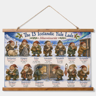 13 Isländische Weihnachtsmänner Weihnachten reykja Wandteppich Mit Holzrahmen