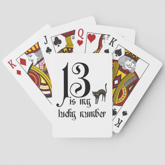 13 ist meine Glückszahl+schwarze Katze Spielkarten (Rückseite)