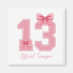 13 Jahre alter rosa Coquette Bow Offizieller Teena Magnet