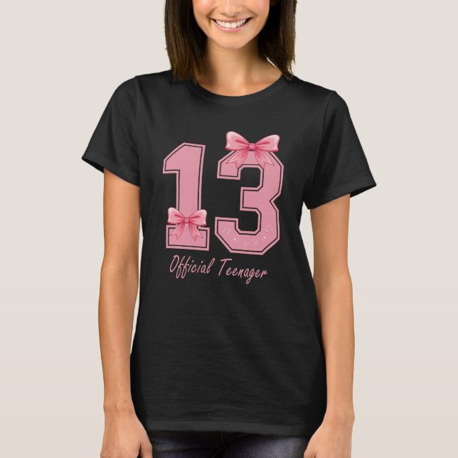 13 Jahre alter rosa Coquette Bow Offizieller Teena T-Shirt (Vorderseite)