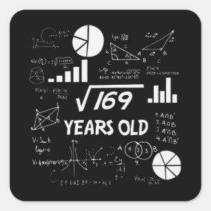13 Jahre alter Tag Geeky Mathe 13. Geburtstagsgesc Quadratischer Aufkleber