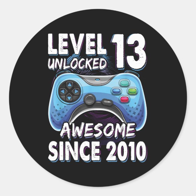 13 Jahre Bday Son Gamer 13. 13 Runder Aufkleber (Vorderseite)