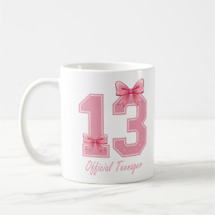 13-jähriger rosa Coquette-Bogen offizieller Teenag Kaffeetasse