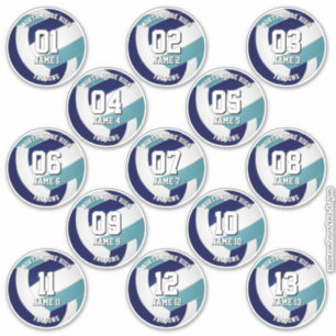 13 Kinder-Teenager-Navy-Teal-Volleyballvereinsfarb Aufkleber
