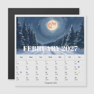13-Monats-Mondphasen-Tierkreis Februar-Kalender Magnetkarte