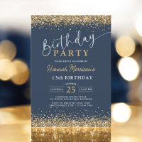 13. Navy Blue Gold Glitzer jedes Alter Geburtstag