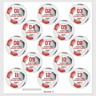 13 PC Set Kinder Rot Schwarz Fußball Mannschaft Fa Aufkleber