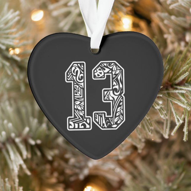 13 Polynesischer Tattoo Nummer 13 Sportfächer Dunk Ornament (Baum)