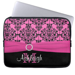 13" Rosa Schwarz-weiße IMITAT Band-Laptop-Hülse Laptopschutzhülle