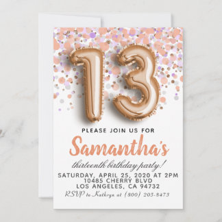 13. Rose Gold Geburtstag Einladung