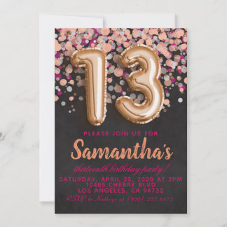 13. Rose Gold Geburtstag Einladung