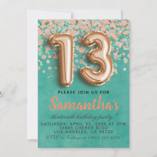 13. Rose Gold Geburtstag Einladung