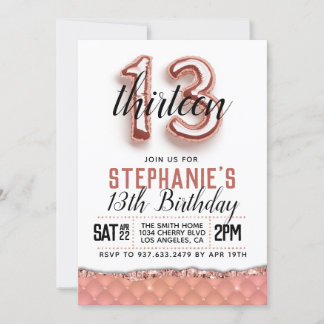 13. Rose Goldener Geburtstag Einladung