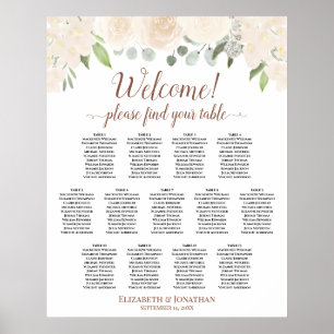 13 Rose mit blassgelbem Pfirsichdach Hochzeitstabe Poster